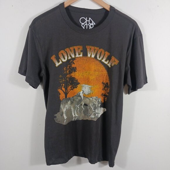 Chaser NWT "Lone Wolf" Small Graphic Short Sleeve Tee Brown, Orange, Cream, Gray - Picture 9 of 15